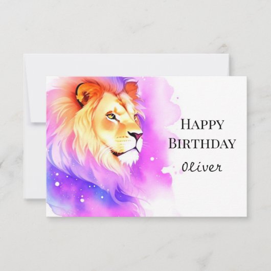 Whimsical Happy Safari Lion Birthday Karte (Vorderseite)