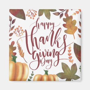 Whimsical Happy Thanksgiving Day   Magnet
