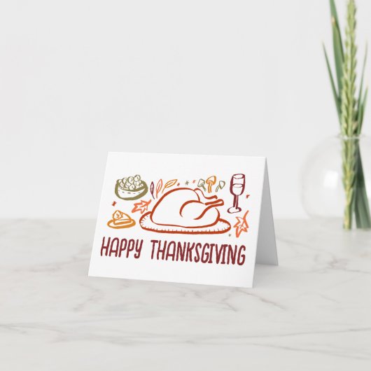 Whimsical Happy Thanksgiving Friendsgiving Custom Karte (Vorderseite)