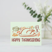 Whimsical Happy Thanksgiving Friendsgiving Custom Postkarte (Stehend Vorderseite)
