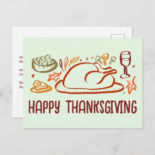 Whimsical Happy Thanksgiving Friendsgiving Custom Postkarte (Vorne/Hinten)