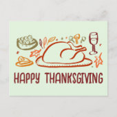 Whimsical Happy Thanksgiving Friendsgiving Custom Postkarte (Vorderseite)