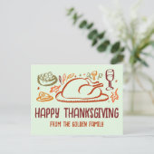 Whimsical Happy Thanksgiving Friendsgiving Custom Postkarte (Stehend Vorderseite)
