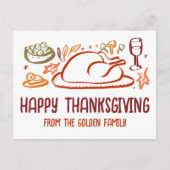 Whimsical Happy Thanksgiving Friendsgiving Custom Postkarte (Vorderseite)