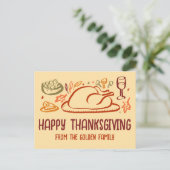 Whimsical Happy Thanksgiving Friendsgiving Custom Postkarte (Stehend Vorderseite)