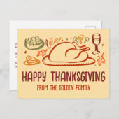 Whimsical Happy Thanksgiving Friendsgiving Custom Postkarte (Vorne/Hinten)