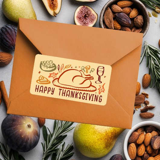 Whimsical Happy Thanksgiving Friendsgiving Sticker Adressaufkleber