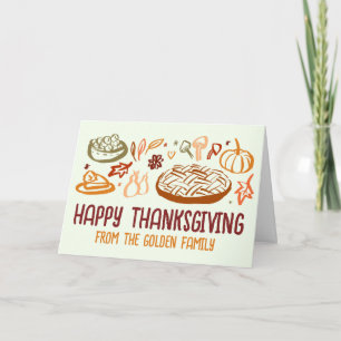 Whimsical Happy Thanksgiving Friendsgiving Vegan Karte