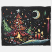 Whimsical Hard Pastel Weihnachten Zeichnend Fleecedecke (Vorderseite (Horizontal))