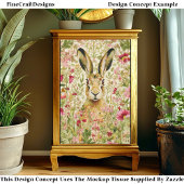 Whimsical Hare Among Wildflowers EX7 Decoupage Seidenpapier
