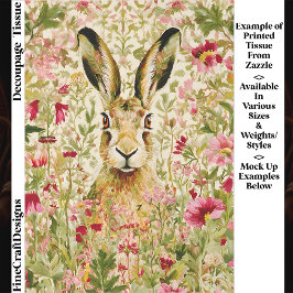 Whimsical Hare Among Wildflowers EX7 Decoupage Seidenpapier