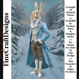 Whimsical Hare Dressed in Blau, Schnee CE7 Decoupa Seidenpapier