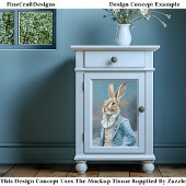 Whimsical Hare Dressed in blau, Schnee CE9 Decoupa Seidenpapier
