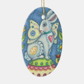 WHIMSICAL HARE, EASTER EGG RABBIT FAIRY DATED 2020 KERAMIK ORNAMENT (Rechts)