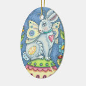 WHIMSICAL HARE, EASTER EGG RABBIT FAIRY DATED 2020 KERAMIK ORNAMENT (Links)