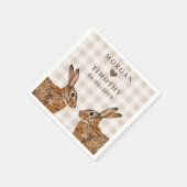 Whimsical Hare Heads With Names And Date Wedding Serviette (Ecke)