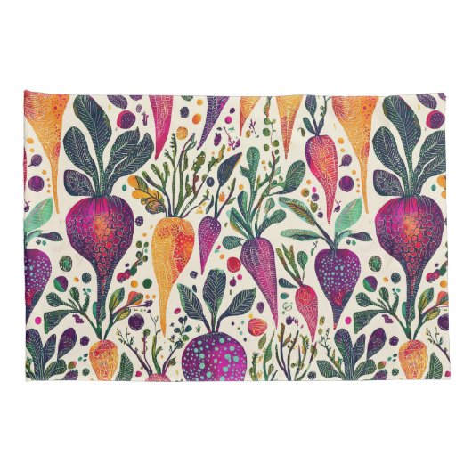 Whimsical Harvest Lebhafter Gemüsegarten Kissenbezug (Rückseite-Rechts)