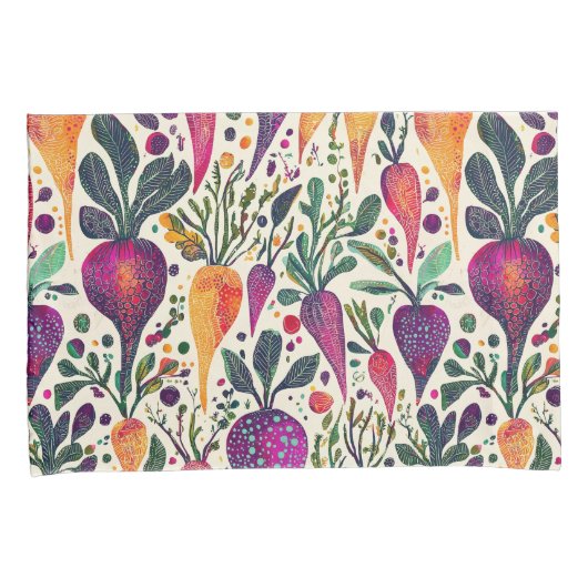 Whimsical Harvest Lebhafter Gemüsegarten Kissenbezug (Vorderseite-Rechts)