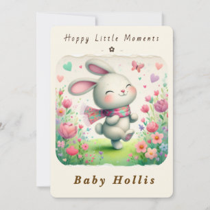 Whimsical-Hasen-Baby-Party-Einladung sanfte Blumen Einladung