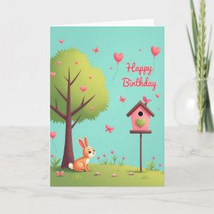 Whimsical-Hasen-Geburtstagskarte Karte