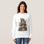 Whimsical Haunted House Halloween Illustration Sweatshirt (Vorne ganz)
