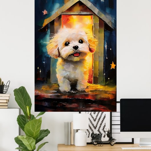Whimsical Havanese Puppy Dog Poster (Heimbüro)
