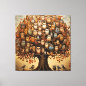 Whimsical Haven: Das Owl-geschmückte Arboretum Leinwanddruck (Vorderseite)