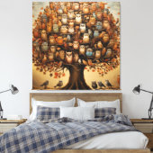 Whimsical Haven: Das Owl-geschmückte Arboretum Leinwanddruck (Insitu (Schlafzimmer))
