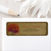 Whimsical Heafed Tree Orange & Plum on Gold (Insitu)