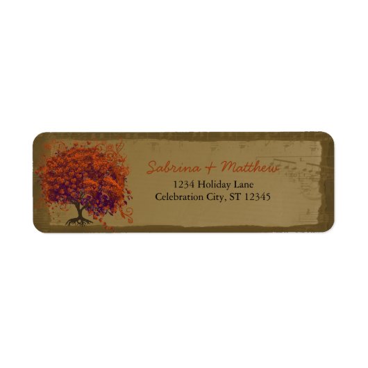 Whimsical Heafed Tree Orange & Plum on Gold (Vorne)