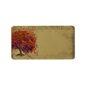 Whimsical Heafed Tree Orange & Plum on Gold Adressaufkleber (Vorne)