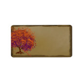 Whimsical Heafed Tree Orange & Plum on Gold Adressaufkleber (Vorne)