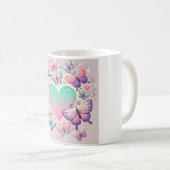"Whimsical Heart & Butterfly Tasse" Kaffeetasse (VorderseiteRechts)
