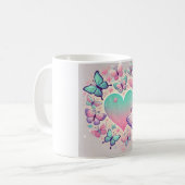 "Whimsical Heart & Butterfly Tasse" Kaffeetasse (Vorderseite Links)