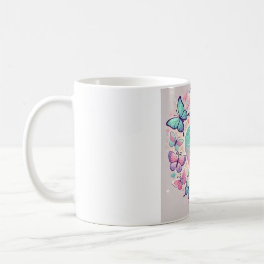 "Whimsical Heart & Butterfly Tasse" Kaffeetasse (Links)