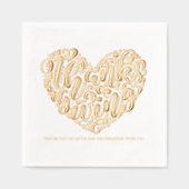 Whimsical Heart Calligraphy Happy Thanksgiving Servietten Mit Folie (Vorderseite)