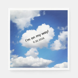 Whimsical Heart Cloud "Ich bin auf dem Weg!" Baby Serviette