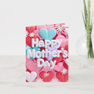 Whimsical Heart & Daisy Mother's Day Card Dankeskarte