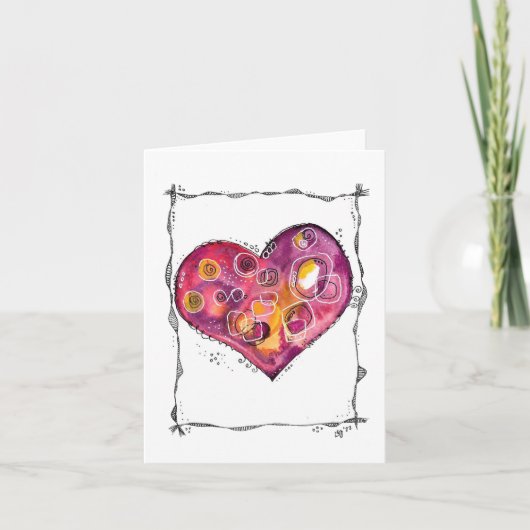 Whimsical Heart Doodle Karte (Vorderseite)