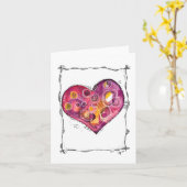 Whimsical Heart Doodle Karte (Gelbe Blume)