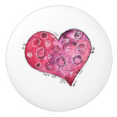 Whimsical Heart Doodle Keramikknauf (Vorderseite)