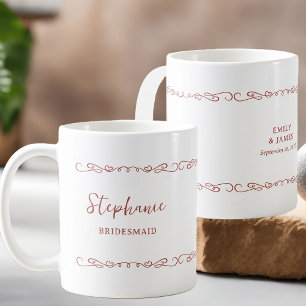 Whimsical Heart Doodle Rot Orange Hochzeitsfeier Kaffeetasse