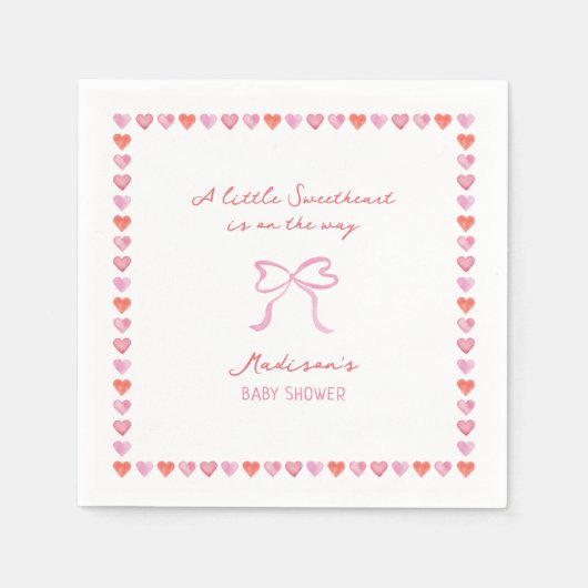 Whimsical Heart Frame Bow Baby Dusche Serviette (Vorderseite)