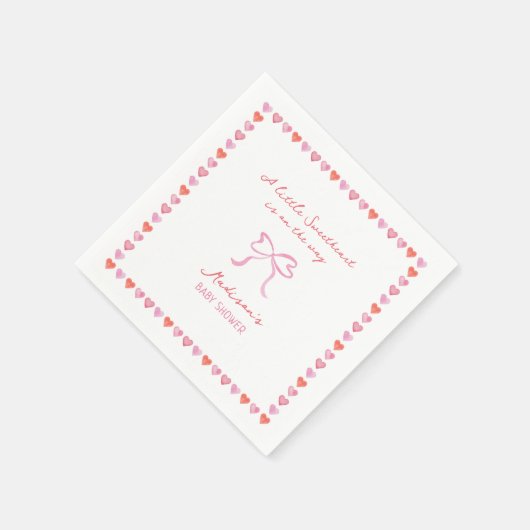 Whimsical Heart Frame Bow Baby Dusche Serviette (Ecke)