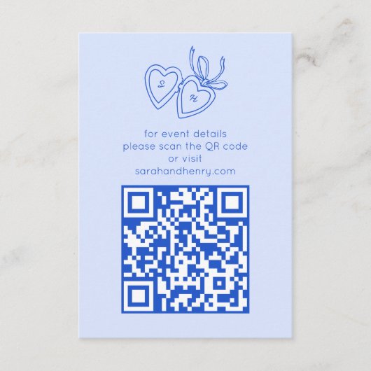 Whimsical Heart Locket Doodle Sketch CUSTOM QRCode Begleitkarte (Vorderseite)