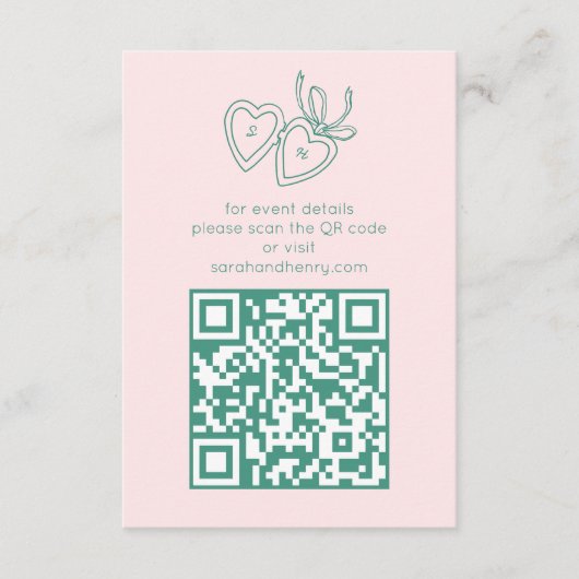 Whimsical Heart Locket Doodle Sketch CUSTOM QRCode Begleitkarte (Vorderseite)