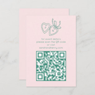 Whimsical Heart Locket Doodle Sketch CUSTOM QRCode Begleitkarte