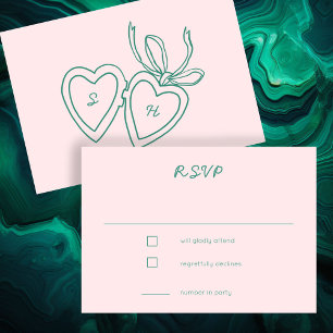 Whimsical Heart Locket Doodle Sketch CUSTOM RSVP Karte