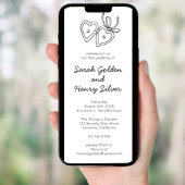 Whimsical Heart Locket Doodle Sketch Digitale Vera Einladung