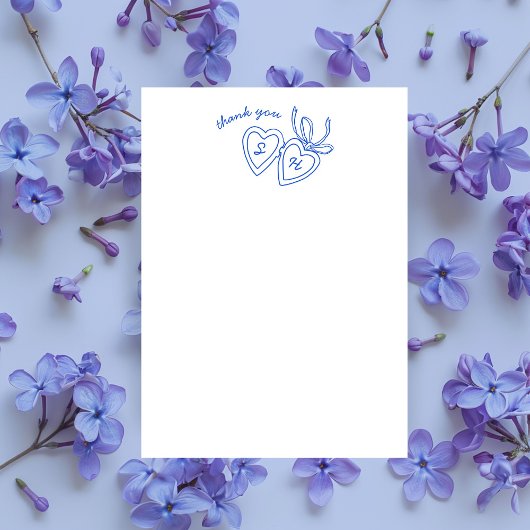 Whimsical Heart Locket Doodle Sketch Modern CUSTOM Dankeskarte